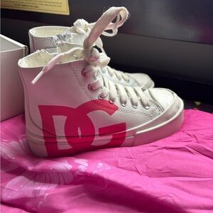 Dolce & Gabbana White and Pink Sneakers